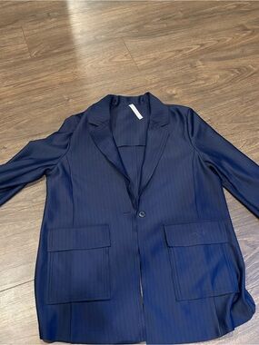 Fabletics Navy Pinstripe Blazer Jacket